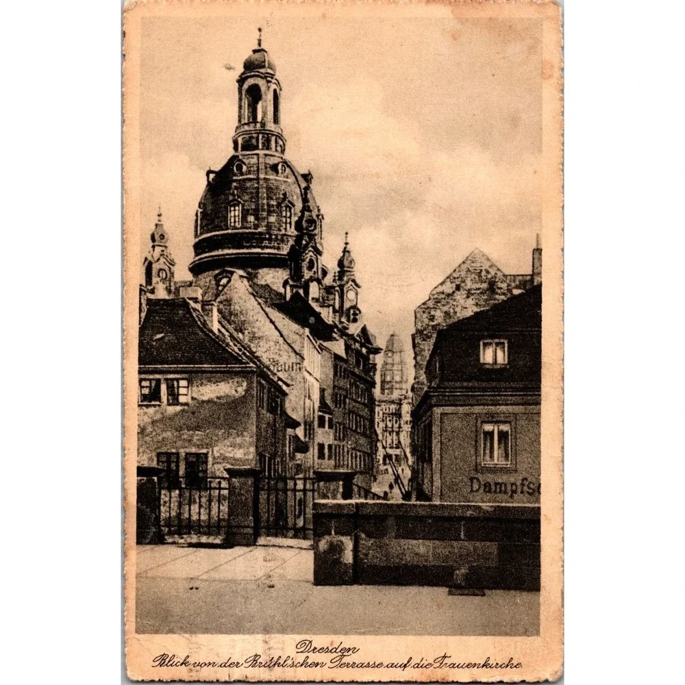 Vintage Dresden Frauenkirche Postcard from‎ Brühlsche Terrasse View
